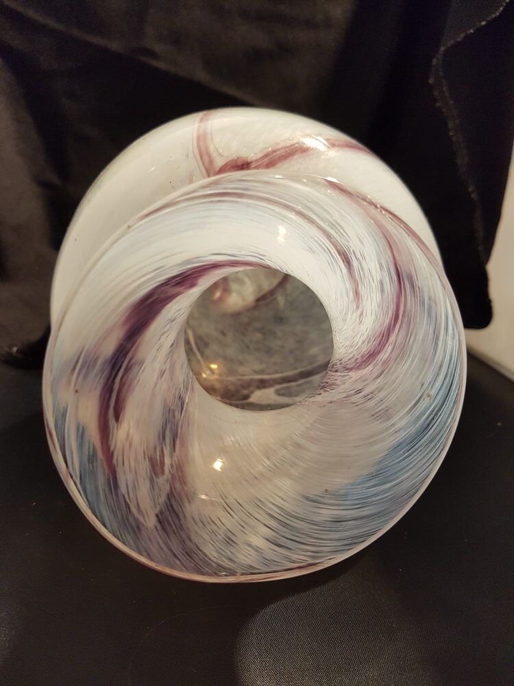 Glazen vaas wit rood uniek Handgemaakt - Afbeelding 7