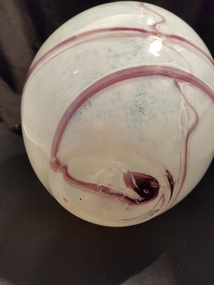 Glazen vaas wit rood uniek Handgemaakt - Afbeelding 8