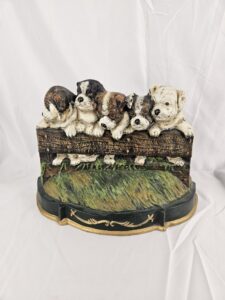 Vintage ijzeren deurstop honden
