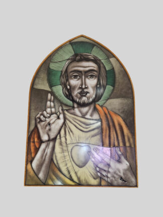 Opaline gebrandschilderd glas met Jezus heilig hart
